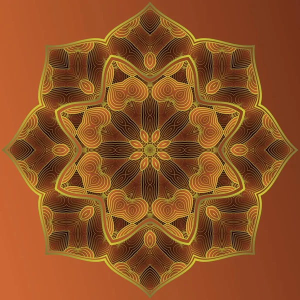Sarı çizgili kahverengi vektör mandala
