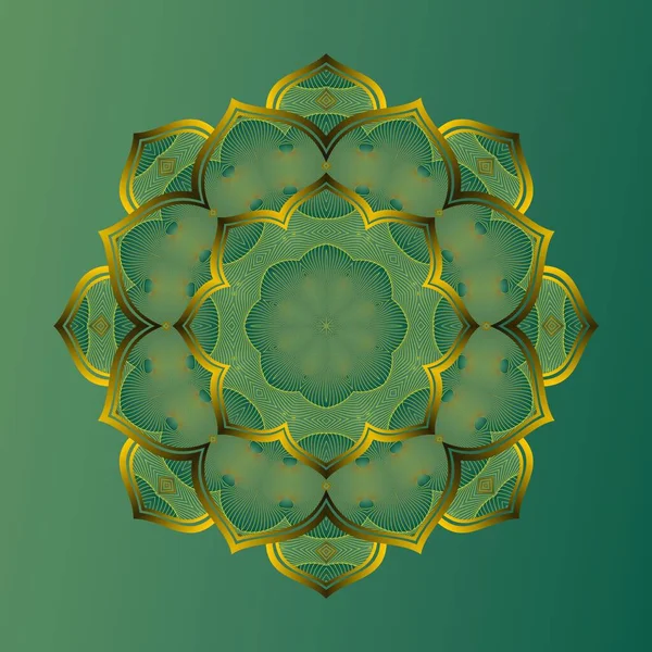 Abstract Mandala Textuur Groene Kleur Combinatie Van Zwart Met Geel — Stockvector