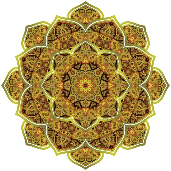 Mandala Abstrato Texturizado Cor Verde Com Uma Combinação Linhas Ouro — Vetor de Stock