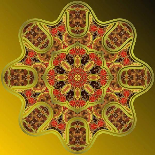Abstrakcyjna Mandala Teksturowanym Kolorze Złota Połączeniu Czernią Może Być Używana — Wektor stockowy
