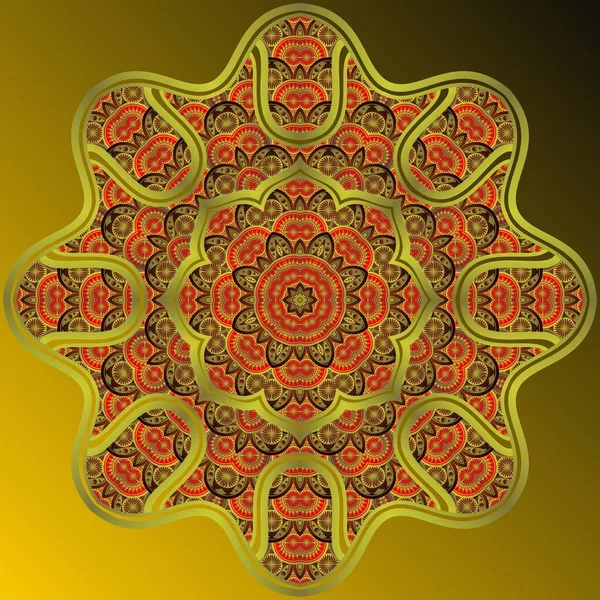 Mandala Abstracto Con Color Dorado Texturizado Combinado Con Negro Puede — Vector de stock