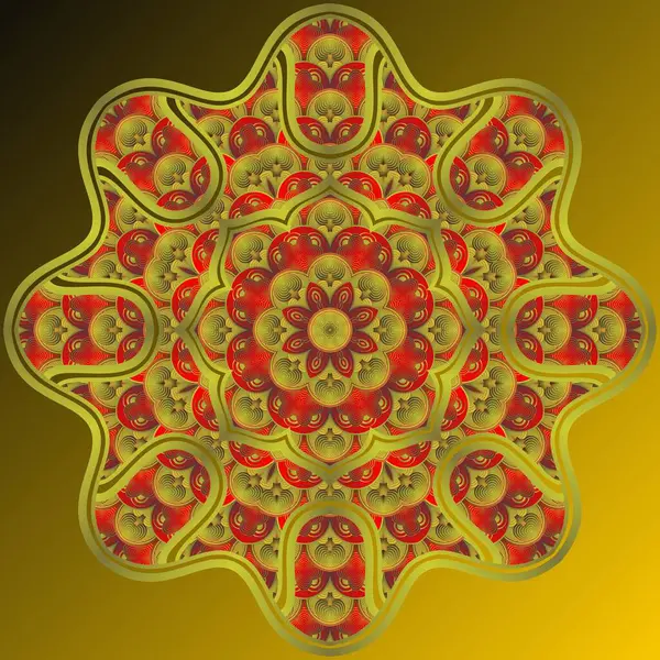 Egy Absztrakt Mandala Texturált Arany Színű Kombinálva Fekete Lehet Használni — Stock Vector