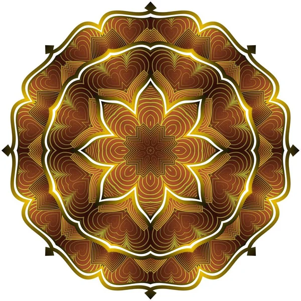 Abstract Mandala Getextureerde Goudbruine Kleur — Stockvector