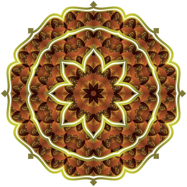 Soyut Mandala Desenli Altın Kahverengi Renk — Stok Vektör