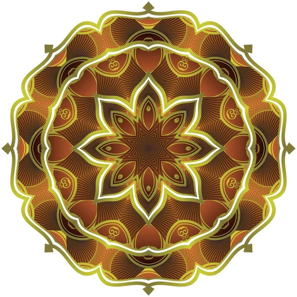 Abstract Mandala Textured Golden Brown Color — Stock Vector