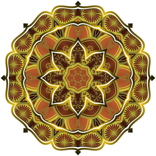 Streszczenie Mandala Teksturowane Złoty Brązowy Kolor — Wektor stockowy