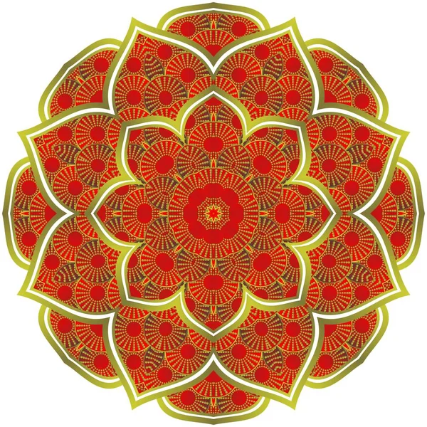 Abstraktes Mandala Mit Strukturierter Roter Farbe Mit Goldenen Linien — Stockvektor