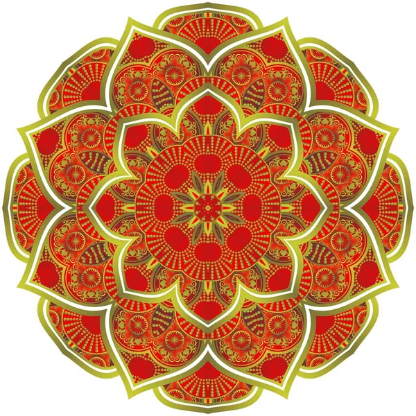 Абстрактная Мандала Текстурированным Красным Цветом Золотыми Линиями — стоковый вектор