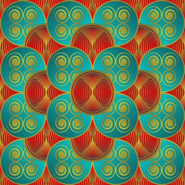 Красно Зеленый Текстурированный Абстрактный Фон Сочетании Холодными Золотыми Линиями — стоковый вектор