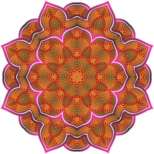 Abstraktes Mandala Rot Kombiniert Mit Gold — Stockvektor