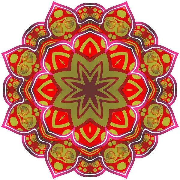 Mandala Abstrait Texturé Rouge Combiné Avec — Image vectorielle
