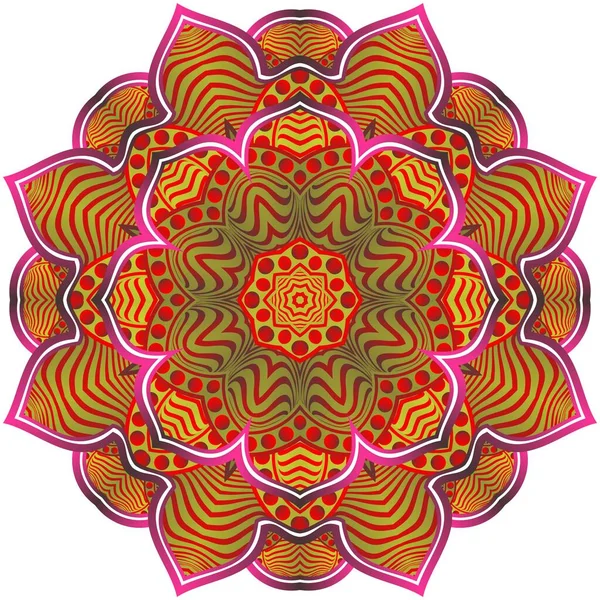 Abstraktní Mandala Texturovaná Červené Kombinaci Zlatem — Stockový vektor