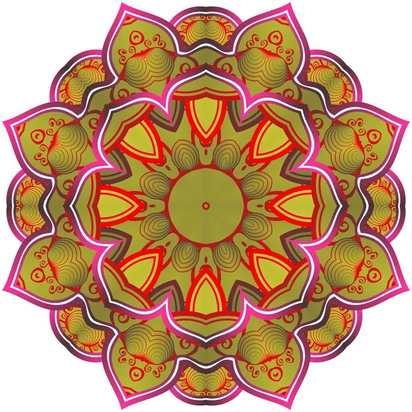Abstract Mandala Textured Red Combined Gold — Stock Vector