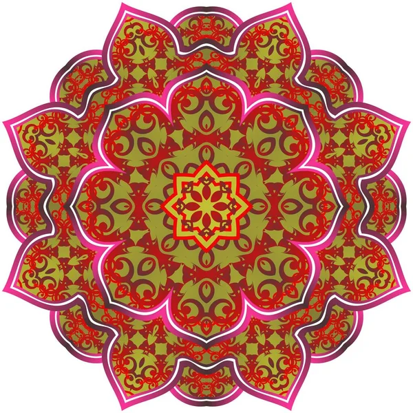 金と組み合わせた赤の抽象曼荼羅のテクスチャ — ストックベクタ