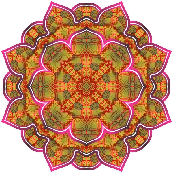Kivonat Mandala Texturált Piros Kombinálva Arany — Stock Vector