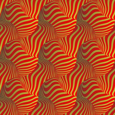 Kusursuz desenli kırmızı renkle altın rengi birleştirilmiş soyut arkaplan