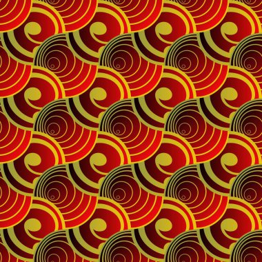 Kırmızı, pürüzsüz, soyut arkaplan ve sarı altın çizgiler.