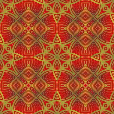 Soyut, dikişsiz, kırmızı ve altın çizgili arkaplan