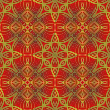 Soyut, dikişsiz, kırmızı ve altın çizgili arkaplan