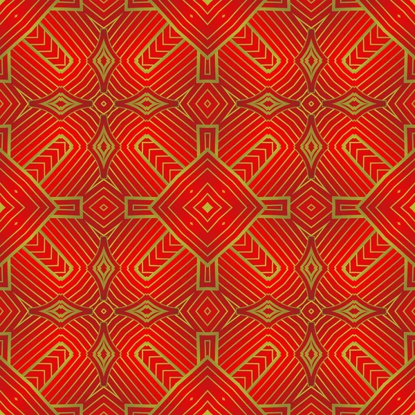 Abstrakter Nahtloser Strukturierter Hintergrund Rot Mit Goldenen Streifen — Stockvektor