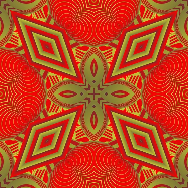 Абстрактный Бесшовный Текстурированный Фон Красном Золотыми Полосами — стоковый вектор