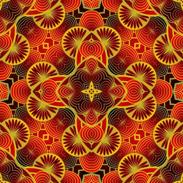 Fondo Texturizado Sin Costura Abstracto Rojo Con Rayas Doradas — Vector de stock