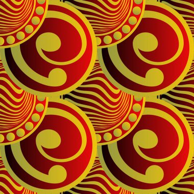 Kusursuz desenli soyut arka plan, kırmızı ve sarı çizgili.