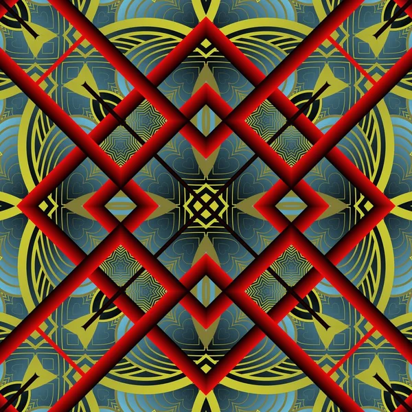 Mooie Naadloze Textuur Abstracte Achtergrond Rode Gele Blauwe Zwarte Kleuren — Stockvector