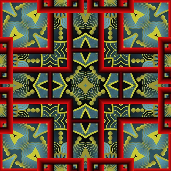 Schöne Nahtlose Strukturierte Abstrakte Hintergrund Roten Gelben Blauen Und Schwarzen — Stockvektor