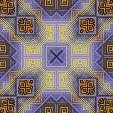 Mor-mavi renklerde ve sarı çizgilerde soyut, pürüzsüz desenli arkaplan