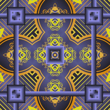 Mor-mavi renklerde ve sarı çizgilerde soyut, pürüzsüz desenli arkaplan