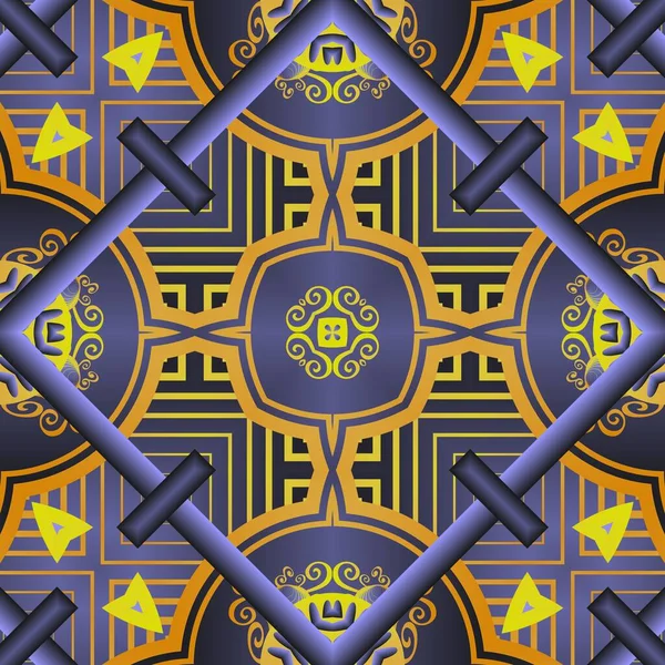 Fondo Texturizado Sin Costura Abstracto Colores Azul Púrpura Líneas Amarillas — Archivo Imágenes Vectoriales