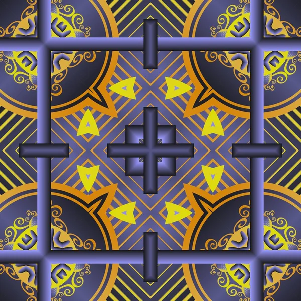 Fondo Texturizado Sin Costura Abstracto Colores Azul Púrpura Líneas Amarillas — Archivo Imágenes Vectoriales