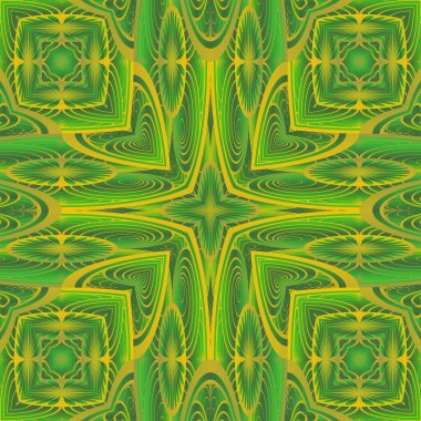Yeşil renkler ve sarı çizgiler halinde soyut, dikişsiz arkaplan