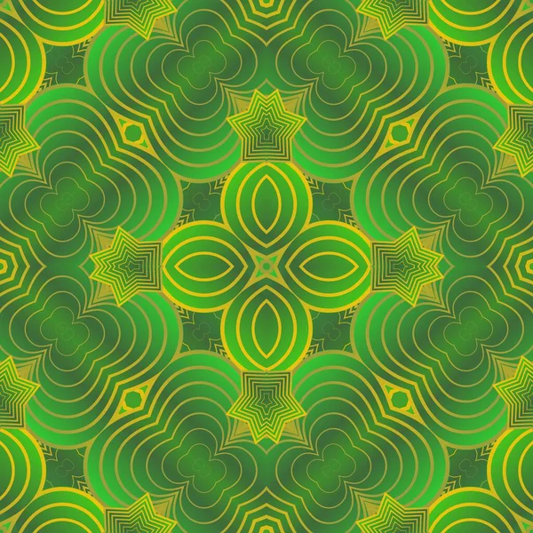 Abstrakt Sömlös Strukturerad Bakgrund Gröna Färger Och Gula Linjer — Stock vektor