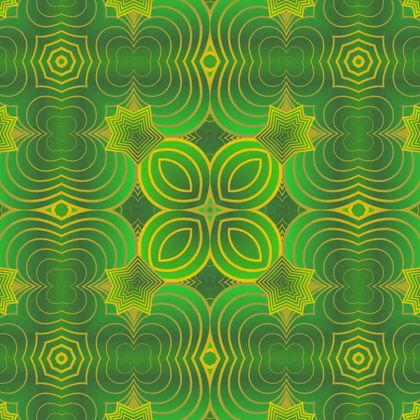 Abstract Naadloze Textuur Achtergrond Groene Kleuren Gele Lijnen — Stockvector