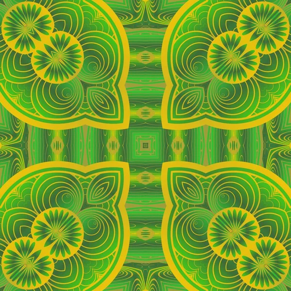 Abstrakt Sömlös Strukturerad Bakgrund Gröna Färger Och Gula Linjer — Stock vektor