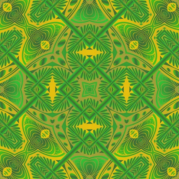 Abstract Naadloze Textuur Achtergrond Groene Kleuren Gele Lijnen — Stockvector