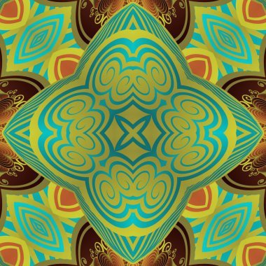 Kusursuz desenli soyut arkaplan yeşil, kırmızı ve altın sarısı renkler