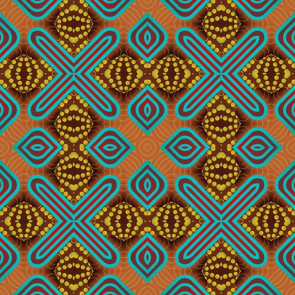 Patrón Ilustrado Sin Costuras Hecho Elementos Abstractos Rojo Azul Amarillo — Archivo Imágenes Vectoriales