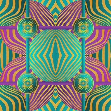 Yeşil, sarı ve morumsu kırmızı renklerle kusursuz desenli soyut arkaplan