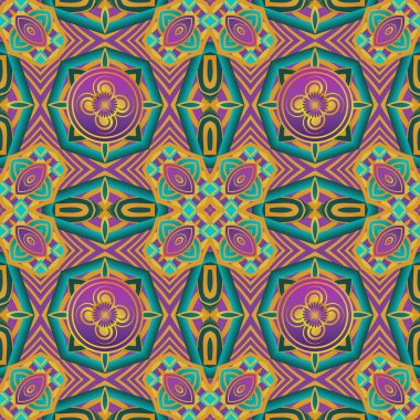 Yeşil, sarı ve morumsu kırmızı renklerle kusursuz desenli soyut arkaplan