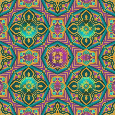 Yeşil, sarı ve morumsu kırmızı renklerle kusursuz desenli soyut arkaplan