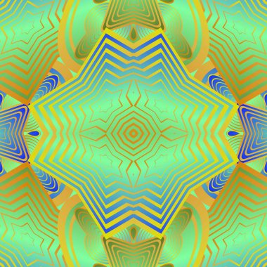 Yeşil, mavi ve sarı çizgilerle kusursuz desenli, soyut arkaplan