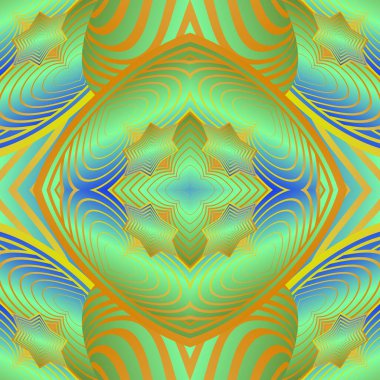 Yeşil, mavi ve sarı çizgilerle kusursuz desenli, soyut arkaplan
