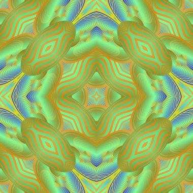 Yeşil, mavi ve sarı çizgilerle kusursuz desenli, soyut arkaplan