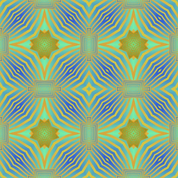 以绿色 蓝色和黄色线条构成的精美无缝纹理抽象背景 — 图库矢量图片