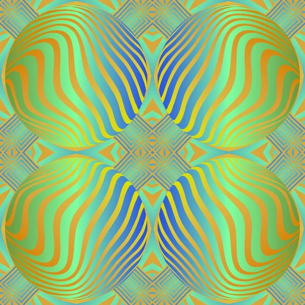 Красивий Безшовний Текстурований Абстрактний Фон Зелених Синіх Жовтих Лініях — стоковий вектор