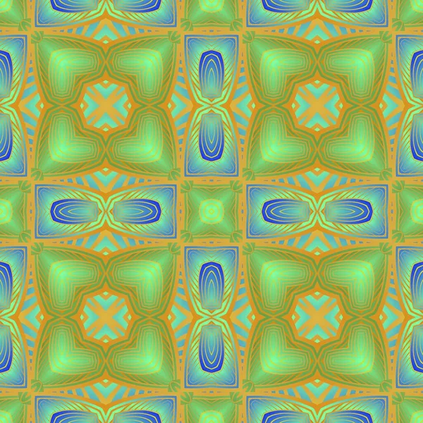 Красивый Бесшовный Текстурированный Абстрактный Фон Зелеными Синими Желтыми Линиями — стоковый вектор