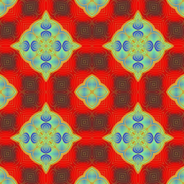 Kaunis Saumaton Kuvioitu Abstrakti Tausta Vihreä Punainen Sininen Kullankeltainen Väri — vektorikuva